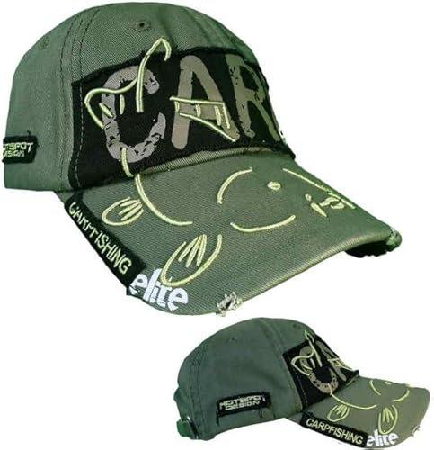 Carp Angler Cap Elite Green Karpfen Kappe Viscap Karpfen Cap Fishcap Angeln Feuchtigkeitsableitende Fishcap Camou, grün; hellgrün; dunkelgrün; tarnung; camou, Einheitsgr��e