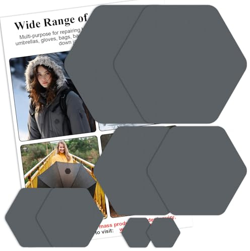 AXEN Down Jacket Patches Self-Adhesive Nylon Repair Patches Waterproof Pre-Cut Repair Patches for Jacket Tent Outerwear, Pack of 8 Grey