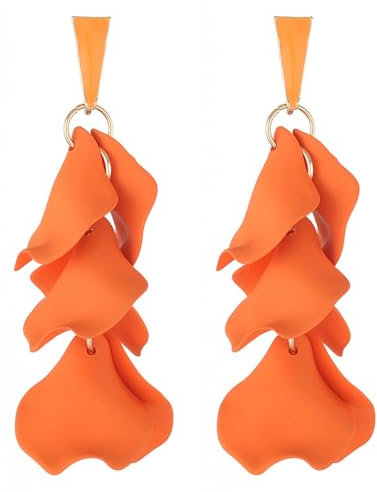 AORHOFJ 1 Paar Acryl Clip Ohrringe für Frauen Mädchen Lang Rosenblüten Ohrringe Baumeln Übertriebene Blumen Ohrringe Elegant Tropfen Statement Quaste Blumen Ohrringe Farbenfroh Ohrstecker