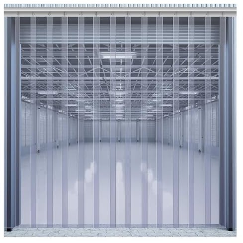 Qulamrdk Rideau À Lanières en Plastique Transparent Isolant Rideau Porte Lanieres Rideaux À Lamelles Convient aux Chambres Froides D'entrepôt, Facile À Installer(1.05x2m)