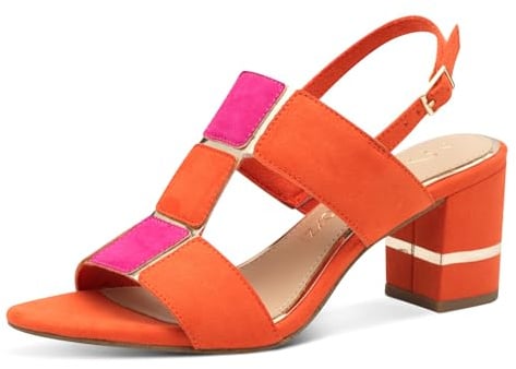 MARCO TOZZI Damen Sandalen mit Absatz Elegant Vegan, Mehrfarbig (Carrot Comb), 41 EU