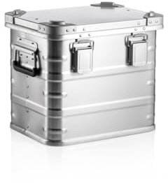 GUARDIQUE AluVault 029L – Alubox mit Deckel, Aluminium Aufbewahrungsbox, Alukiste, Spritzwassergeschützt, Staubdicht, Stapelbar - Transportbox mit Federgriffen für Werkzeug und Ausrüstung, Silber