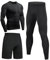 Niksa Sportbekleidung Herren Fitness Bekleidung Trainingsanzug 3pcs Set Fit elastische Sportwear Fitness Kompressionsshirt Langarmshirt Sporthose Leggings, Schwarz, L
