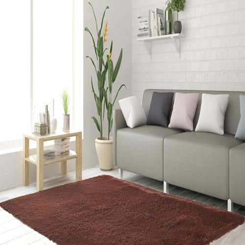 STGAO Teppich Wohnzimmer 200 x 300 cm Anti-Rutsch Unterseite Zottige Teppiche Niedliche Heimdekoration für Modernes Wohnzimmer Schlafzimmer Baby Schlafsaal, Braun