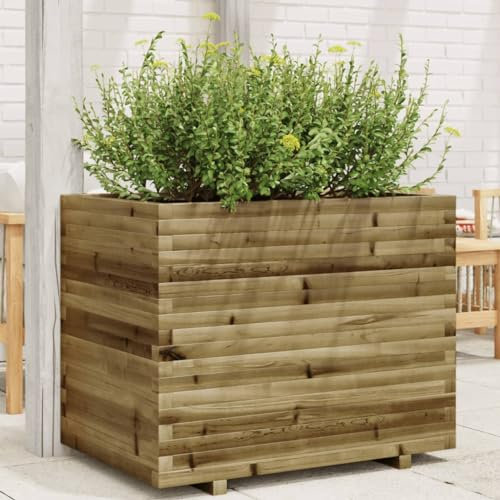Sufrk Jardinière 90x60x72 cm Bois de pin imprégné,Jardiniere sur Pieds,Bac avec Treillis,Jardiniere Terrasse