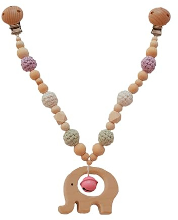Kinderwagenkette Holz (Lila, Mint, Elefant Alternativ)