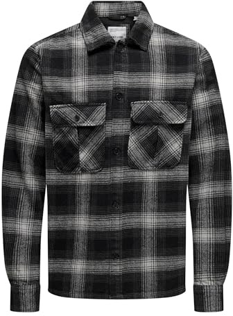 Only & Sons Herren Onscedric Life Check Overshirt Noos Hemdjacke (1er Pack)