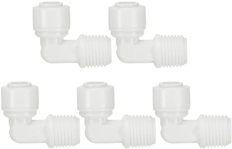 PATIKIL Water Purifier Elbow Connector 1/4 NPT Female x 1/4 OD Tube, 5 Pcs Quick Push to Connect Tube Fittings for RO/DI Reverse Osmosis Water Filter Purifier Plumbing System, White