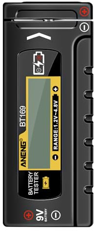 AXFEE Tester Batterie Digital, Tester Batteria Universale1.2V~4.8V/9V, Per AA, AAA, C, D, 9V, 1.5V, 3.7V, Batterie a Bottone, con Display, Ideale per Uso Domestico