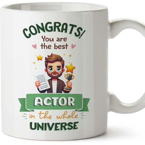 MUGFFINS Actor Man Mug - in English - Best in Universe Trophy - Funny Gift for Colleagues - Ceramic 11oz Mug