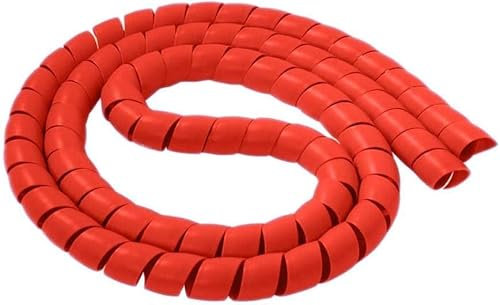 Codulu Protector de alambre de 14 mm, tubo de envoltura en espiral, línea protectora de cable cubierta de polipropileno, funda protectora para gestión de cables, 2 m, rojo, 1 unidad