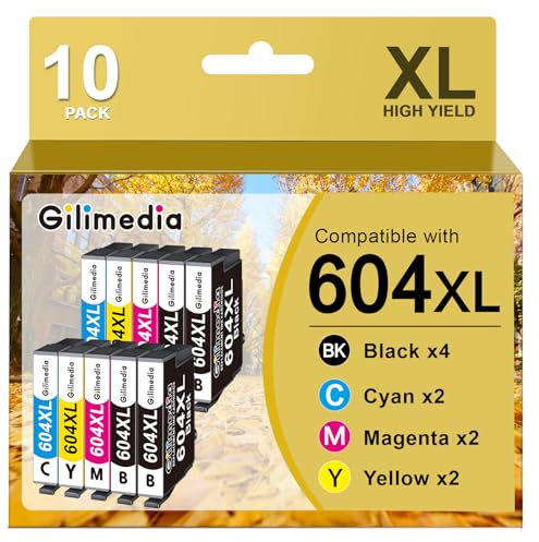 604XL 604 XL Druckerpatronen Kompatibel für Epson 604 Patronen für Expression Home XP-3200 Patronen XP-2200 XP-2205 XP-3205 XP-4200 XP-4205 Workforce WF-2910 WF-2930 WF-2935 WF-2950 (10er-Pack)