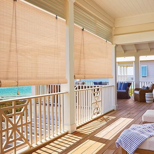 Cortinas De Bambú Persiana Enrollable Bambu Exterior Interior Cortina de Madera 70% De Oscurecimiento 60 90 100 120 130 140 150 160 170cm De Ancho Privacidad Persianas Venecianas para Patio Porche