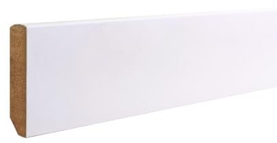 Onlywood Battiscopa Legno Bianco Liscio Made in Italy - Altezza Battiscopa legno 50 mm - Spessore 13 mm - Asta da 2,5 Metri - Laccato Bianco Opaco