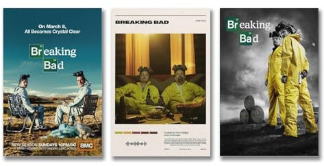 Filmposter Breaking Bad, Retro, Vintage, Wandkunst, Leinwand, Poster, Raumdekoration, ästhetischer Druck, Dekoration, 20 x 30 cm, 3 Stück Stil, 3 Stück