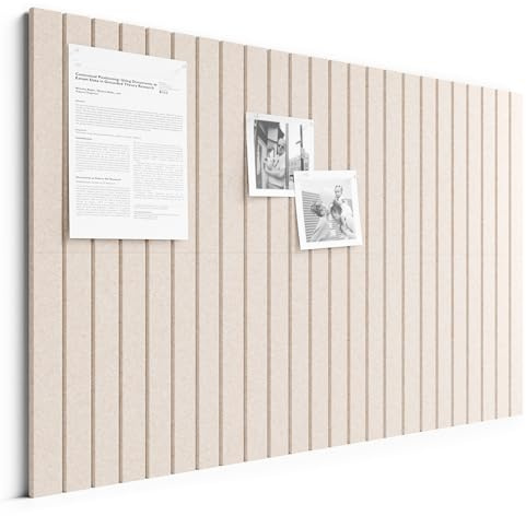 Bumusty Cork Board Alternative, 6-Pack Felt Pin Board, Oatmeal | 90 x 60cm Notice Boards for Home, Fine-stripe 6-pack Vision Board with 30 Pushpins & 30 Adhesive Tabs for Office & Bedroom