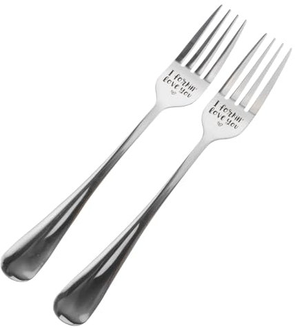 Alipis 2 Stück Einfaches Besteck Party-food-gabeln Gabelung Zinke Zwei Gabeln Partybesteck Gabeln Besteck Nachtisch Ich Forking Liebe Dich Schmucklos Silver Rostfreier Stahl