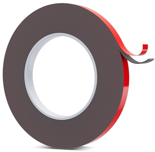 QUTIASE Doppelseitiges Klebeband Extra Stark, Doppelklebeband 10mm Breit / 10m Länge, Wasserfest Multifunktionales Montageklebeband Klebestreifen, für Auto kfz, Wand, Wohn Möbel, LED-Streifen