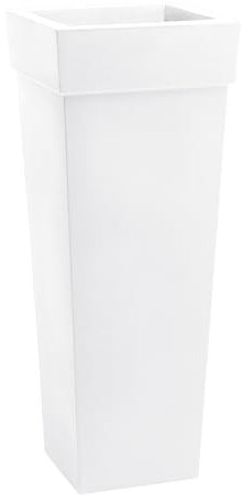 Nicoli Vaso Geryon 100cm, Fioriera da Esterno e Interno di Design, Vaso Alto da Esterno, Made in Italy, Vasi per Piante da Esterno Resistenti UV, dimensioni cm 40x40x100 (BIANCO)