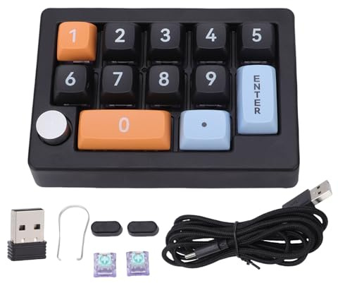 Topiky 12 Keys Programmable Keyboard, One Handed Macro Mechanical Keyboard, RGB LED Backlight USB Portable with Joystick Knob, Programmable Mechanical (Black)