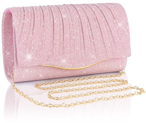 Adiwo Women's Evening Bags, Women Clutch Bag, Elegant Sparkling Ladies Handbags With Detachable Chain, Handle Evening Clutch Bag, Suitable for Wedding Party Prom, Great Gift for Lady