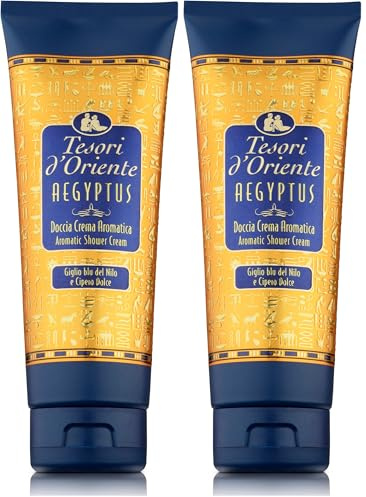 Tesori d'Oriente - Doccia Crema Aegyptus dalle Note Floreali di Giglio Blu, con Estratto di Papiro, Deterge la Pelle e Dona Nutrizione e Idratazione, 250ml (Confezione da 2)