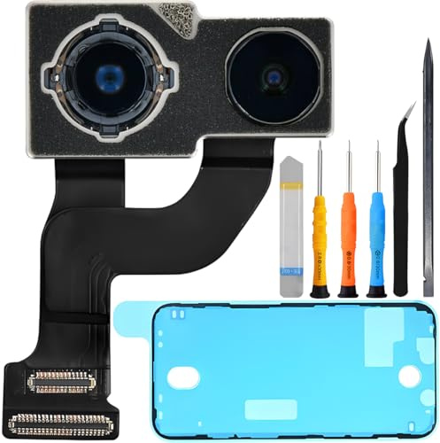 ZHUROUPU Ersatz-Rückkamera für iPhone 12 6,1 Zoll A2403 A2402 A2172 A2404, für iPhone 12 12 MP HD-Video Smart HDR Rückseitige Dual-Objektiv-Kamera-Ersatzmodul mit Reparaturwerkzeugen und Wasserkleber