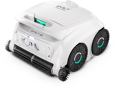 WYBOT B1 - Robot da Piscina a Batteria per Piccole Piscine, Leggero e Intelligente, con Controllo App, Copertura da Parete e Pavimento, Due spazzole Laterali, Fino a 100 Minuti, Bianco-Verde