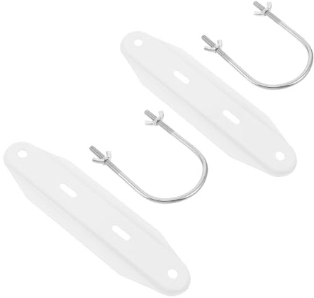 Veemoon Kit de Support de Base Chauffant pour Radiateur Électrique à Bain D’huile, 4 Pièces Métal 2 Crochets en U et 2 Plaques Blanches, Accessoires pour Support de Roulettes, Fixation