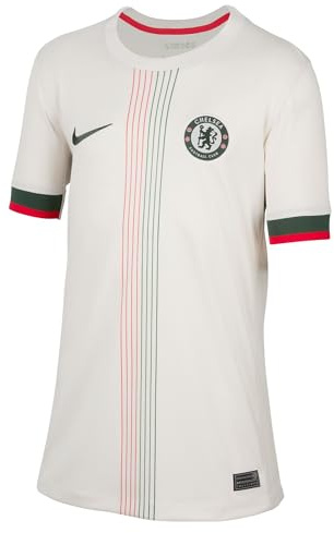 NIKE Fc Chelsea 2025/26 Stadium Away Dri-Fit Replika-Fußballtrikot Für Ältere Kinder, Phantom/Speed Red/Galactic Jade, HJ5284-031, XS
