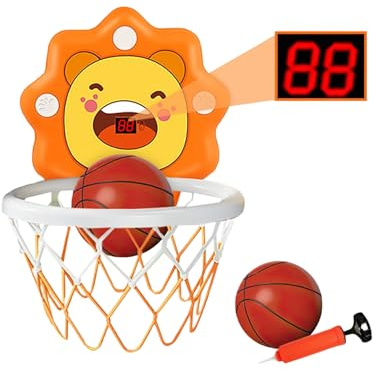Koolbitz 2 PCs Wall Mounted Basketball Hoop Set for Kids with Scoreboard & Mini Basket Ball, Pump, Rim Net, Bedroom Over the Door, Indoor Outdoor Sports Game Activity Toy for Children Ages 3+ Years
