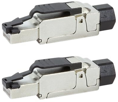 odedo 2x CAT 6A & 7 RJ45 Crimp Stecker Netzwerkstecker feldkonfektionierbar bis 10 Gigabit für Verlegekabel Netzwerkkabel, werkzeugfreie Montage mit Zugentlastung, Crimpstecker Cat7