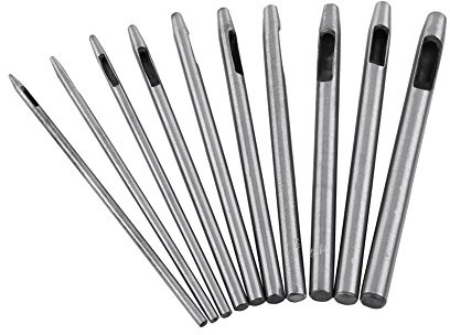 10 pezzi Set di punzoni a foro cava 0.5-5mm per lavori in pelle, gomma o lavorazione del cuoio
