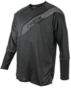 O'NEAL | Mountainbike-Jersey Langarm | MX MTB Motocross Enduro | Schnell trocknendes, atmungsaktives Material, Flache Nähte, Mesh-Einsätze | Tobanga Jersey | Erwachsene | Schwarz Grau | Größe XL