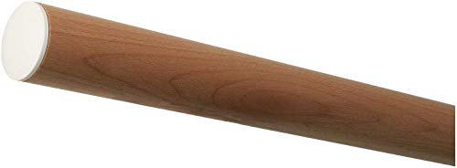 TIBU Buche Holz Handlauf Geländer 30-500 cm weiße Edelstahl Enden Wandhandlauf Wand Treppe, Länge 1000 mm / 100 cm / 1,0 m und Endstück leicht gewölbte weiße Kappe