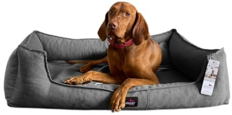 tierlando® Scarlett orthopädisches Hundebett aus meliertem Möbelstoff | inkl. Matratzenschoner | modernes Design Größe: 90x75 cm Farbe: 40 Anthrazit