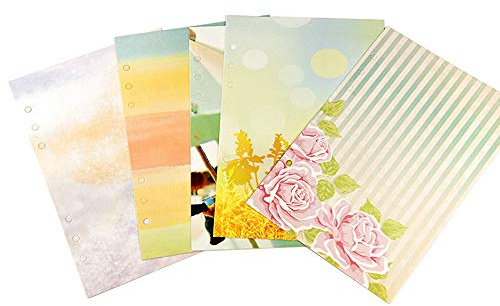 BLUGUL Coated Paper A6 Register, 6-Loch Registerblätter, für Notizbuch/Reisetagebuch Journal/Planer, 10pcs Rosa Blume A6