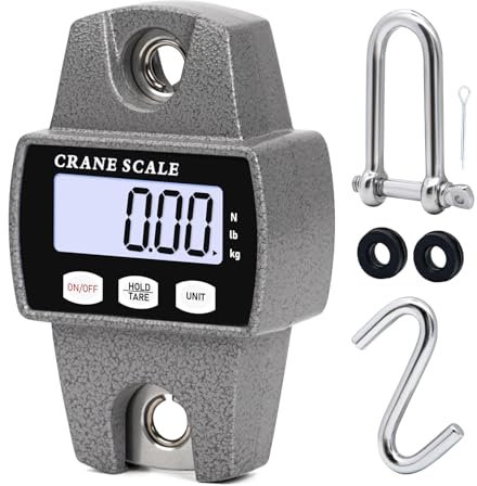 MUALROUS Hängende Waage 300KG Mini-Digital-Kranwaage elektronische Hakenwaage Gepäckwaage für Bauernhof Jagd Angeln Outdoor (grau)