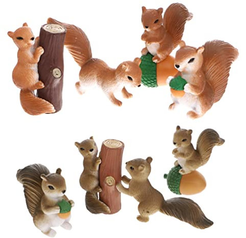 Vaguelly Herbstdeko Figuren 8 Stücke Eichh?rnchen, PVC Eichh?rnchen Spielfigur Kinder Spielzeug Mikrolandschaft Dekoration, Tier Statue Feengarten Ornamente Zubeh?r, 46mm Herbst Dekoration Draußen
