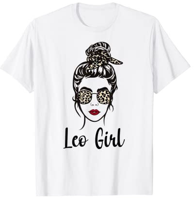 Leo Girl Leoparden Bandana Sternzeichen Löwe T-Shirt