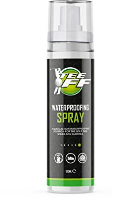 Tee Off Golf Waterproofing Spray | Repels Rain and Dirt | Use on Clothes, Shoes, Bags, Gloves and Umbrella/Brolly, 100ml