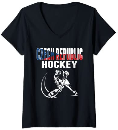 Damen Tschechische Republik Eishockey-Fans Trikot - Support Czech Hockey T-Shirt mit V-Ausschnitt