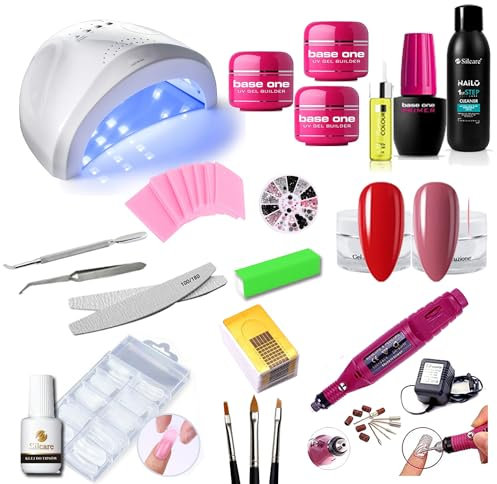 Kit Ricostruzione Unghie con Lampada LED 48watt, costruttore gel e set manicure (LAMPADA LED 48W E FRESA 13000 GIRI)