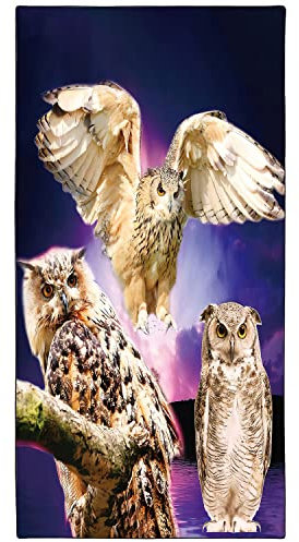 Zomer Strandtuch groß 90x180 cm Schnelltrocknendes Mikrofaser Bedrucktes mit Eule Motiv