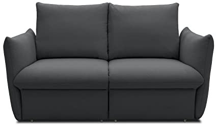 DOMO. collection Sofa Cloud Box, 2-Sitzer mit Schlaffunktion und Boxspringfederung, 2er Couch mit Bettauszug, Schlafsofa, Boxspringsofa 180 x 97 x 100 cm (BxTxH), schlamm (grau)