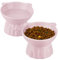 2Pcs Ceramic Elevated Cat Bowls, Extra Wide Raised for Food and Water, Shallow Whisker Friendly Dish, Anti Vomit Microwave and Dishwasher Safe, Great Height (Pink)