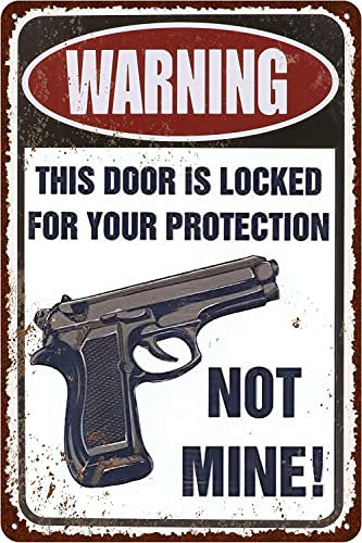 Metallblech, Retro-Schild, Vintage-Warnschild This Door Is Locked For Your Protection Not Mine, lustige Dekorationen für Zuhause, Bar, Kneipe, Café, Bauernhof, Zimmer, Metallposter, 14 x 20 cm