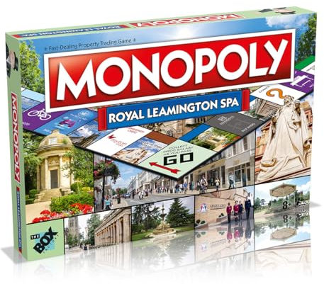 Winning Moves Royal Leamington Spa Monopoly Jeu de société, tour autour du plateau, achetez, vendez et échangez votre chemin vers le succès, fait un excellent cadeau pour les enfants de 8 ans et plus