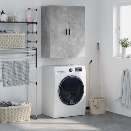 Hovothy Wandschrank 69,5x34x90 cm KüchenschrankHängeschränke Fürs Bad Badhänge Schrank Küchenschrank Hängend Wohnzimmer Hängeschrank Schlafzimmer Betongrau