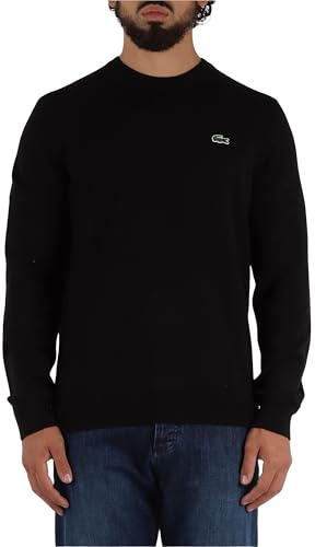 Lacoste Herren Pullover Rundhals AH0128, Männer Basic Strickpulli,Regular Fit,Schwarz,6 (XL)